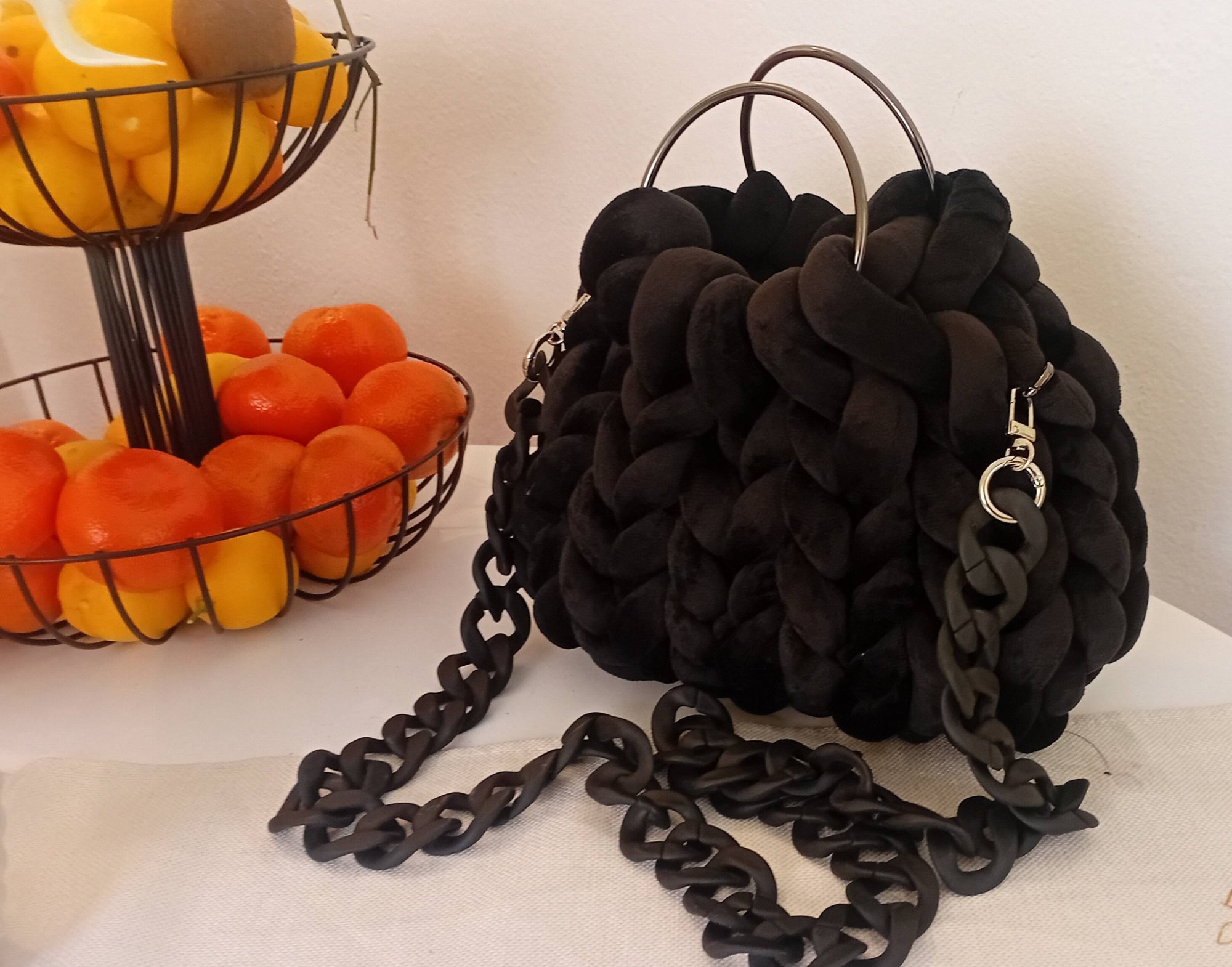 Marbol – crna pletena torba